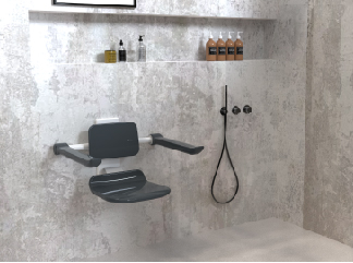 مقعد دش قابل للطي ومثبت على الحائط من Oceanwell: متين، مريح وفقًا لمبادئ التصميم المريح وقابل للتخصيص للمشاريع التجارية
